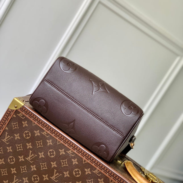 SPEEDY BANDOULIERE 25 IN DARK BROWN MONOGRAM EMPREINTE CALFSKIN EMBOSSED LOGO