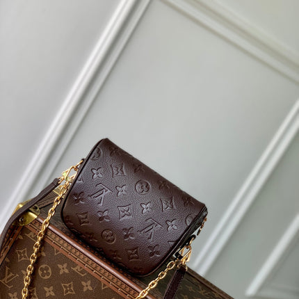 MINI BUMBAG 17 IN DARK BROWN MONOGRAM EMBOSSED LOGO CALFSKIN