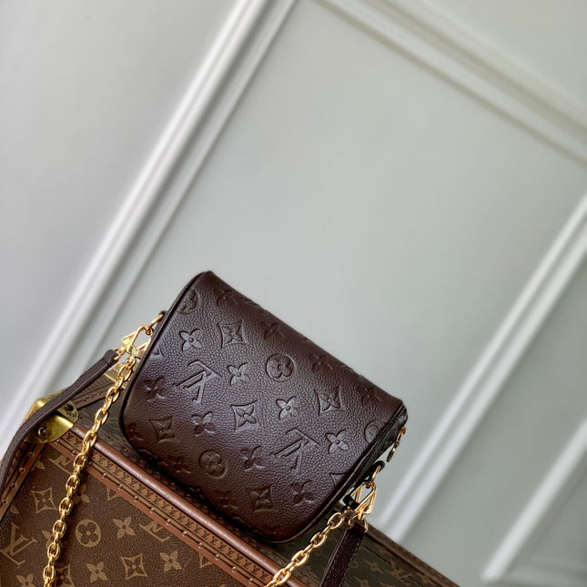 MINI BUMBAG 17 IN DARK BROWN MONOGRAM EMBOSSED LOGO CALFSKIN