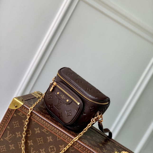 MINI BUMBAG 17 IN DARK BROWN MONOGRAM EMBOSSED LOGO CALFSKIN
