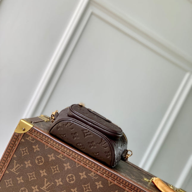 MINI BUMBAG 17 IN DARK BROWN MONOGRAM EMBOSSED LOGO CALFSKIN