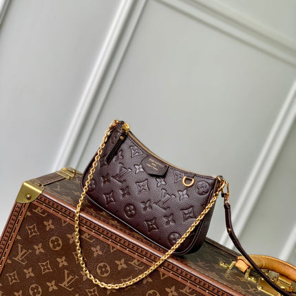 EASY POUCH ON STRAP 19 IN DARK BROWN MONOGRAM EMBOSSED LOGO CALFSKIN