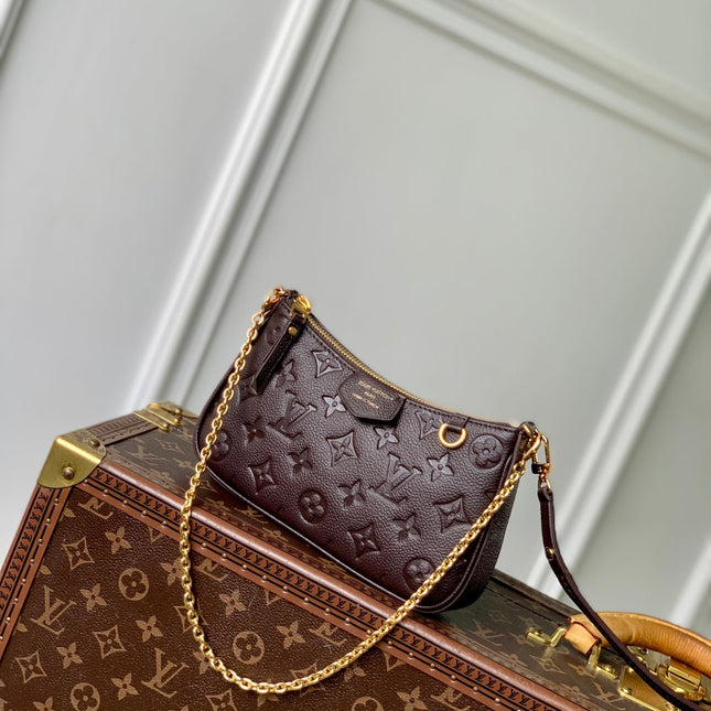 EASY POUCH ON STRAP 19 IN DARK BROWN MONOGRAM EMBOSSED LOGO CALFSKIN