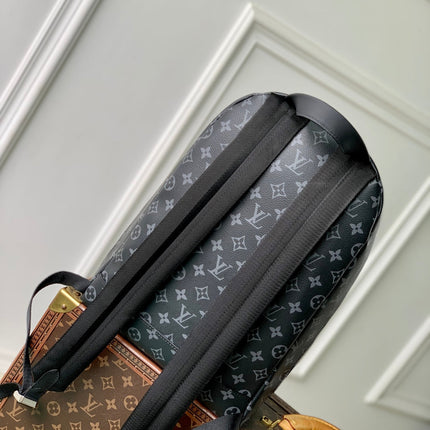 DISCOVERY SLIM BACKPACK 38 IN BLACK MONOGRAM ECLIPSE COATED CALFSKIN