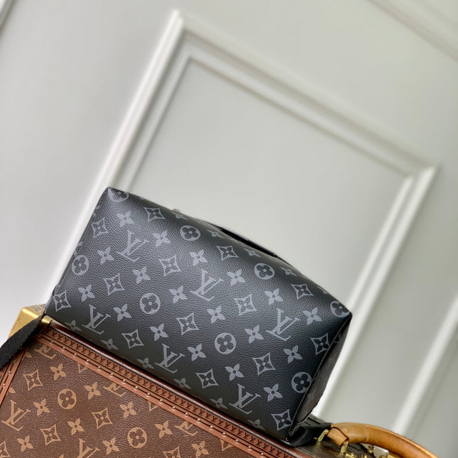 DISCOVERY SLIM BACKPACK 38 IN BLACK MONOGRAM ECLIPSE COATED CALFSKIN