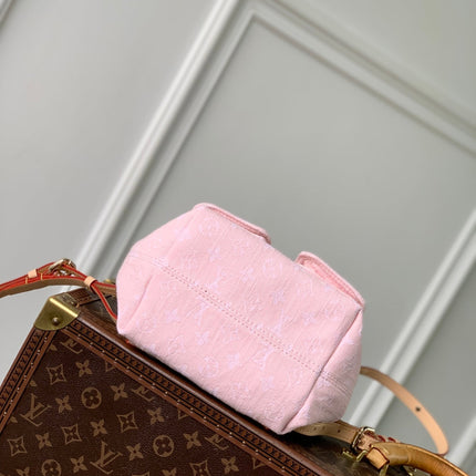 VENICE BACKPACK 24 IN PINK MONOGRAM DENIM GOLD HARDWARE