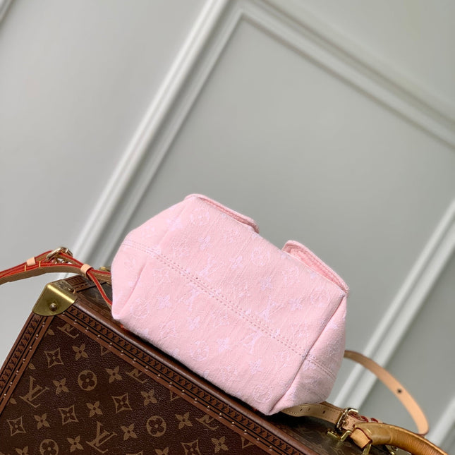 VENICE BACKPACK 24 IN PINK MONOGRAM DENIM GOLD HARDWARE