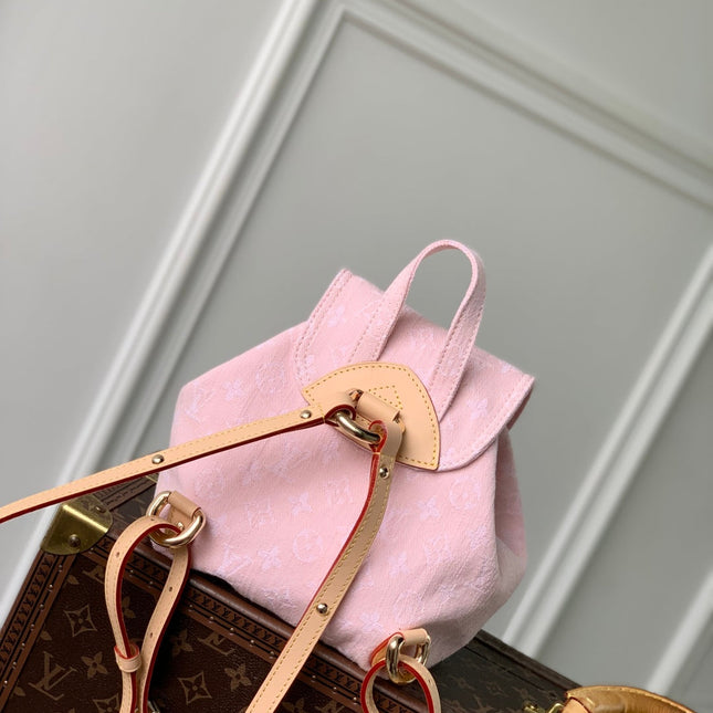 VENICE BACKPACK 24 IN PINK MONOGRAM DENIM GOLD HARDWARE