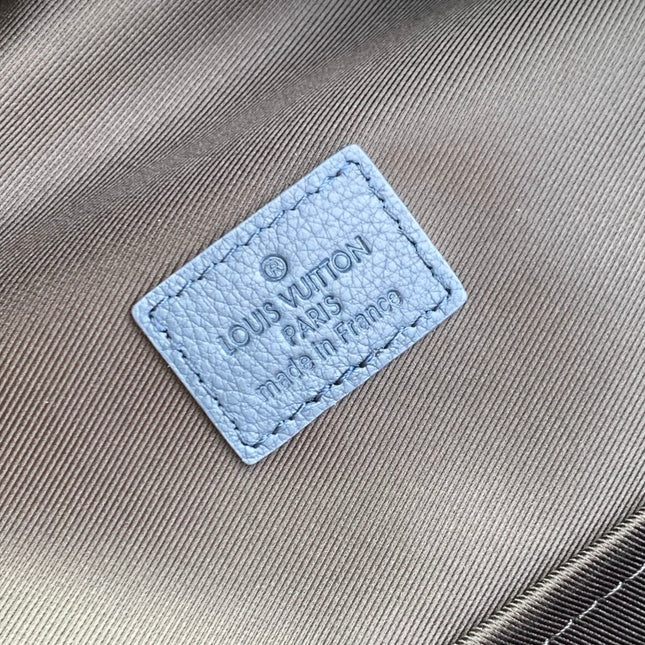 DISCOVERY PM BACKPACK 38 IN NAVY BLUE LAMBSKIN EMBOSSED MONOGRAM LOGO