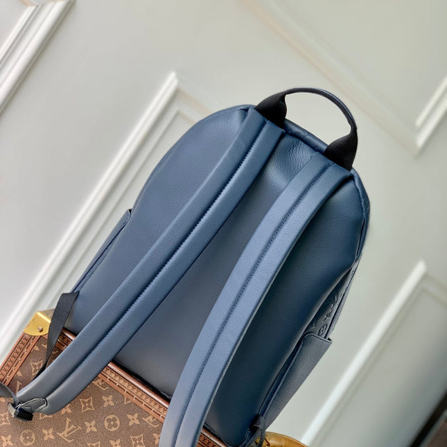 DISCOVERY PM BACKPACK 38 IN NAVY BLUE LAMBSKIN EMBOSSED MONOGRAM LOGO
