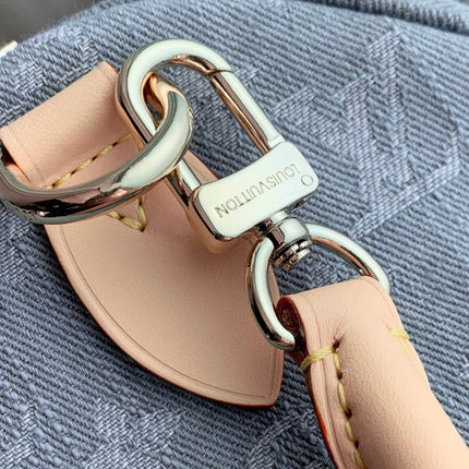SPEEDY SOFT 30 IN GREY MONOGRAM DENIM LIGHT BROWN CALFSKIN
