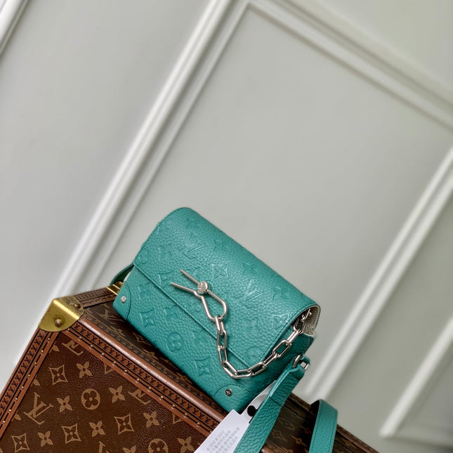 STEAMER WEARABLE WALLET 18 IN TEAL GREEN MONOGRAM TAURILLON CALFSKIN