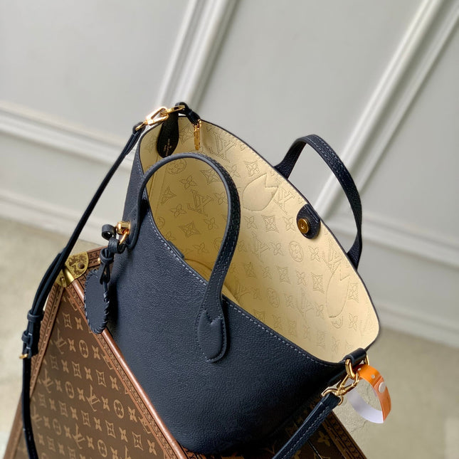 BLOSSOM PM 20 IN DARK BLUE MONOGRAM PERFORATED CALFSKIN