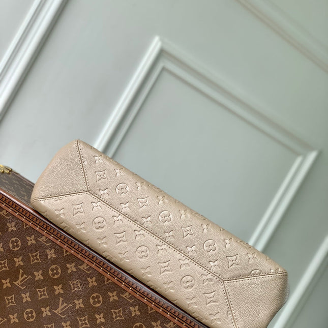 ANYTIME MM 42 IN TOURTERELLE GRAY MONOGRAM EMPREINTE CALFSKIN GOLD HARDWARE