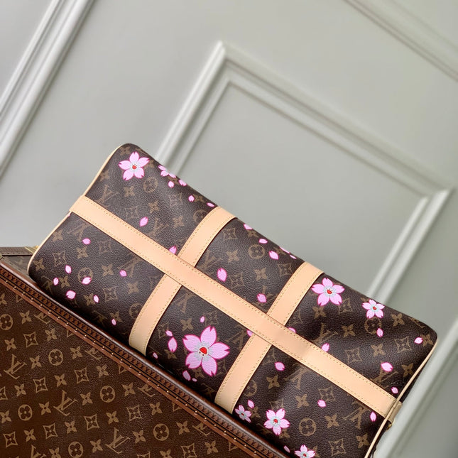 KEEPALL BANDOULIÈRE CHERRY BLOSSOM 45 IN SAKURA BROWN MONOGRAM COATED CANVAS