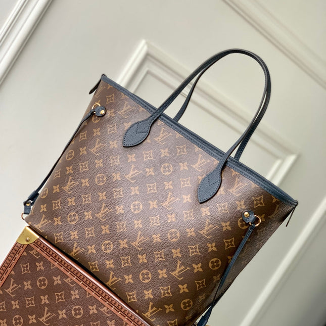NEVERFULL BANDOULIÈRE INSIDE OUT BB 31 IN BROWN MONOGRAM CANVAS AND BLACK CALFSKIN