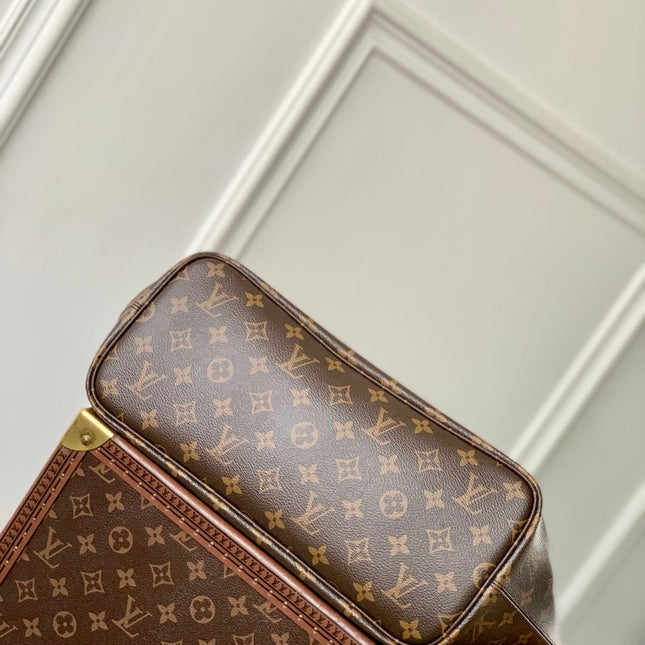 NEVERFULL BANDOULIÈRE INSIDE OUT BB 31 IN BROWN MONOGRAM CANVAS AND BLACK CALFSKIN