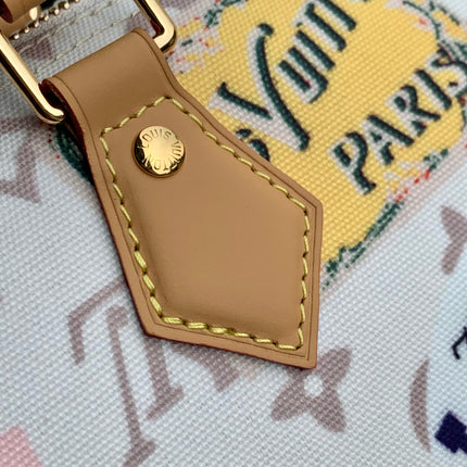 SPEEDY SOFT 30 IN WHITE MONOGRAM DUNE CANVAS AND CALFSKIN
