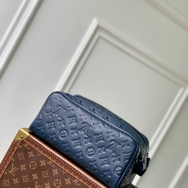 DOPP KIT 28 IN DARK BLUE MONOGRAM SHADOW CALFSKIN