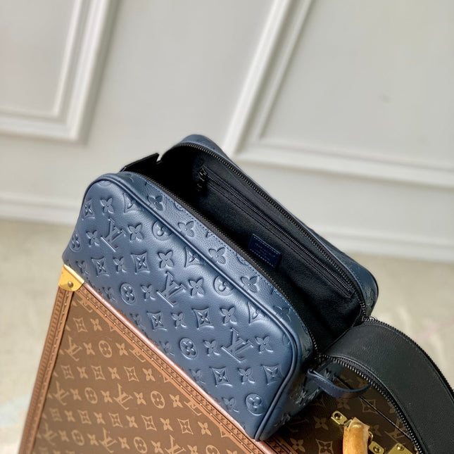 DOPP KIT 28 IN DARK BLUE MONOGRAM SHADOW CALFSKIN
