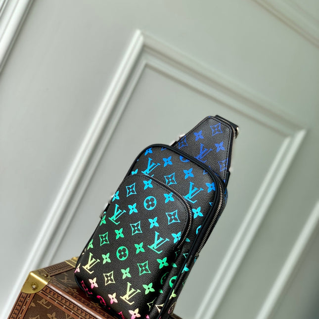 AVENUE SLINGBAG 18 IN BLACK MONOGRAM ECLIPSE CANVAS MULTICOLOR GRADIANT LOGO