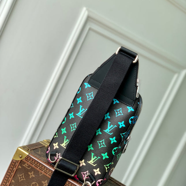 AVENUE SLINGBAG 18 IN BLACK MONOGRAM ECLIPSE CANVAS MULTICOLOR GRADIANT LOGO
