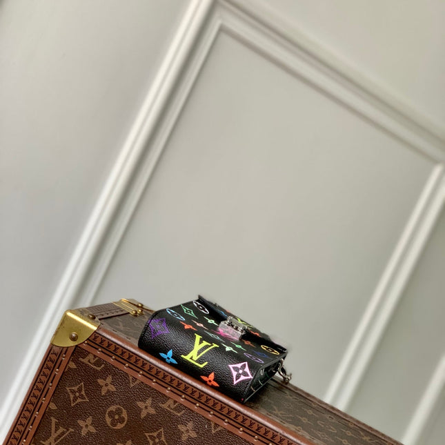 PHONE POUCH 17.5 IN BLACK MULTICOLORED MONOGRAM COATED CANVAS