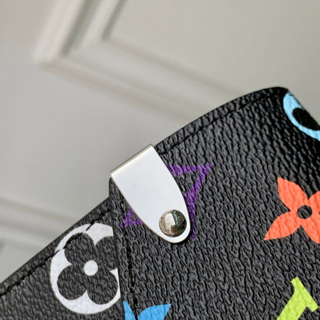 PHONE POUCH 17.5 IN BLACK MULTICOLORED MONOGRAM COATED CANVAS
