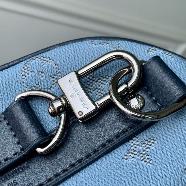 KEEPALL BANDOULIÈRE 25 INSKY BLUE MONOGRAM HERITAGE CANVAS DARK BLUE CALFSKIN