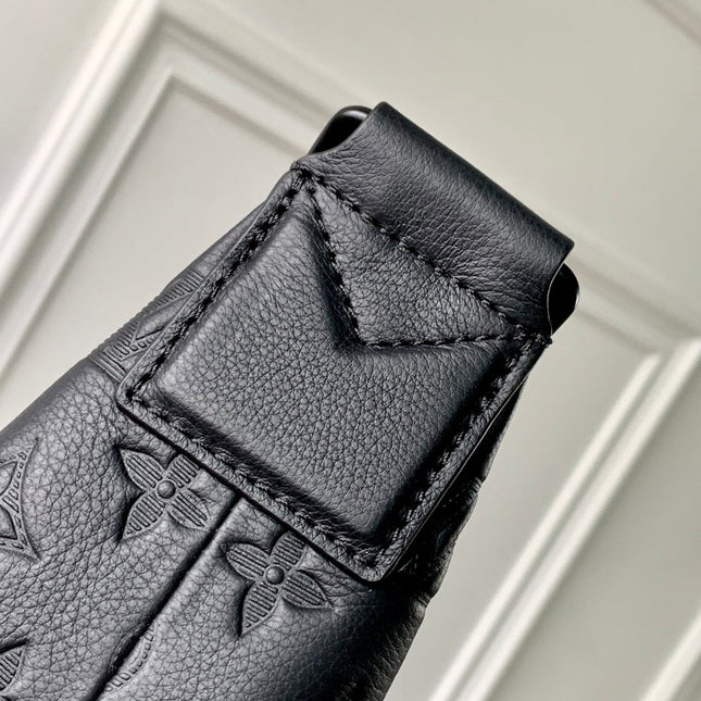 HOBO CARGO 35 IN BLACK MONOGRAM SHADOW CALFSKIN