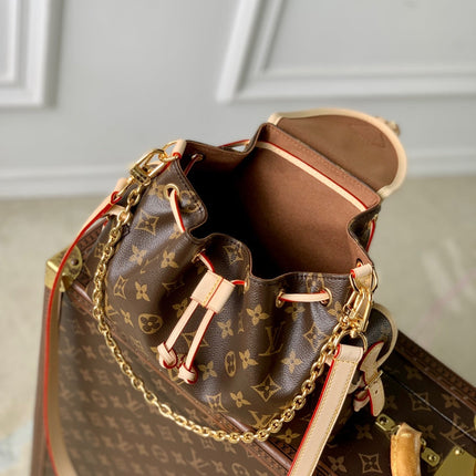 MONTSOURIS BACKPACK MINI 27 IN BROWN MONOGRAM COATED CANVAS AND CALFSKIN