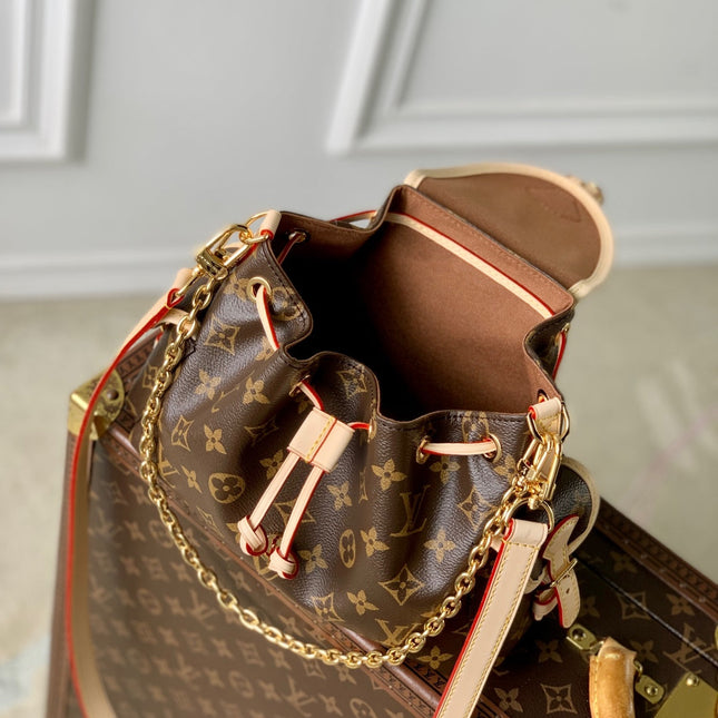 MONTSOURIS BACKPACK MINI 27 IN BROWN MONOGRAM COATED CANVAS AND CALFSKIN