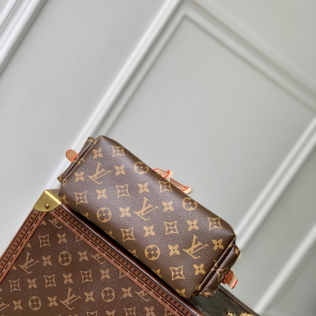 MONTSOURIS BACKPACK MINI 27 IN BROWN MONOGRAM COATED CANVAS AND CALFSKIN