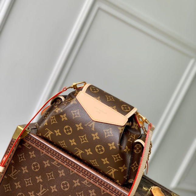 MONTSOURIS BACKPACK MINI 27 IN BROWN MONOGRAM COATED CANVAS AND CALFSKIN