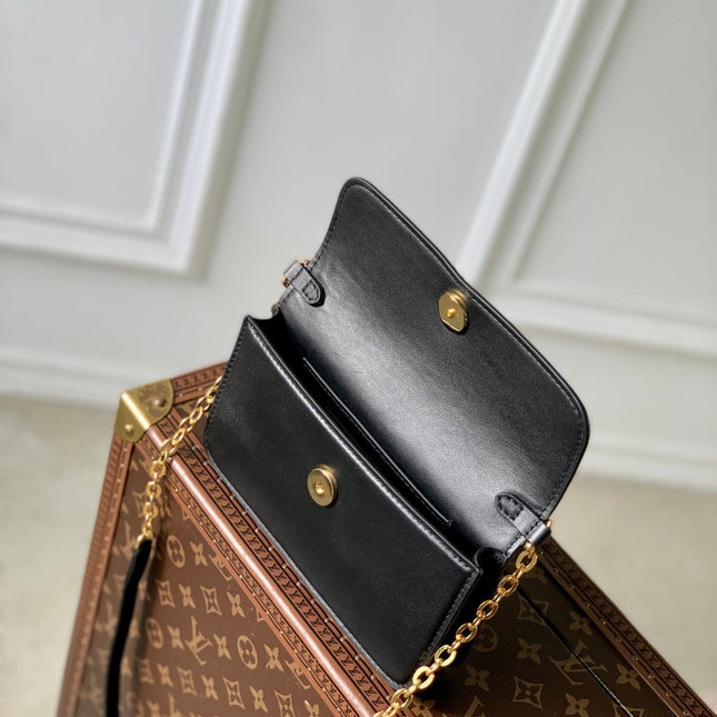 WALLET ON CHAIN BLOOM 20 IN BLACK CALFSKIN