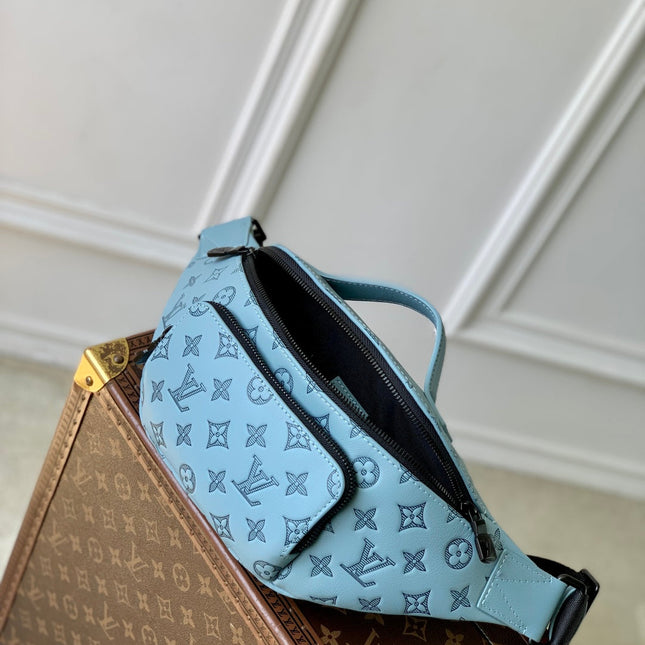RUSH BUMBAG 30 IN SKY BLUE MONOGRAM SHADOW CALFSKIN