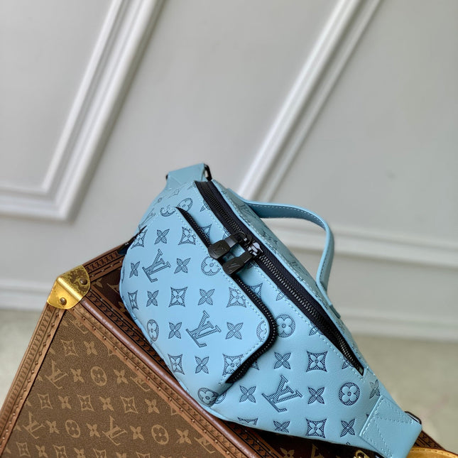 RUSH BUMBAG 30 IN SKY BLUE MONOGRAM SHADOW CALFSKIN