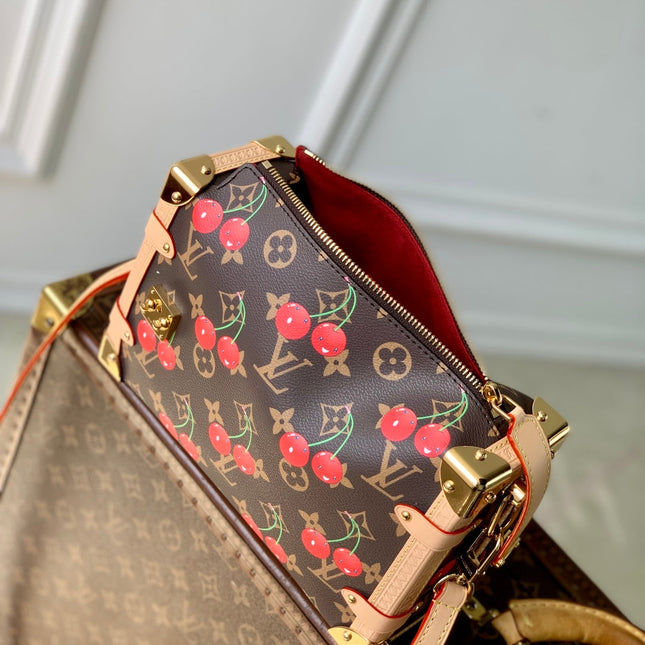 SIDE TRUNK MM LV x TM IN BROWN MONOGRAM CANVAS CHERRY PRINTED