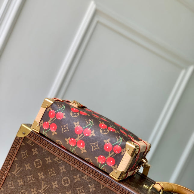 SIDE TRUNK MM LV x TM IN BROWN MONOGRAM CANVAS CHERRY PRINTED