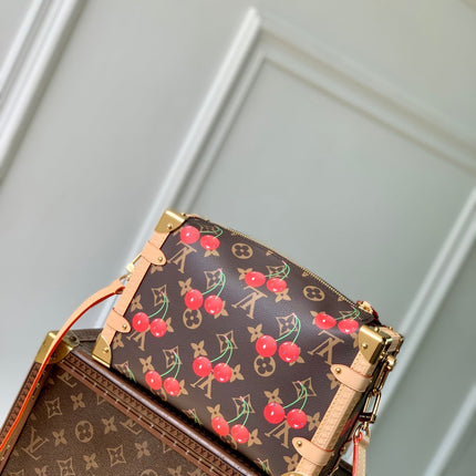 SIDE TRUNK MM LV x TM IN BROWN MONOGRAM CANVAS CHERRY PRINTED