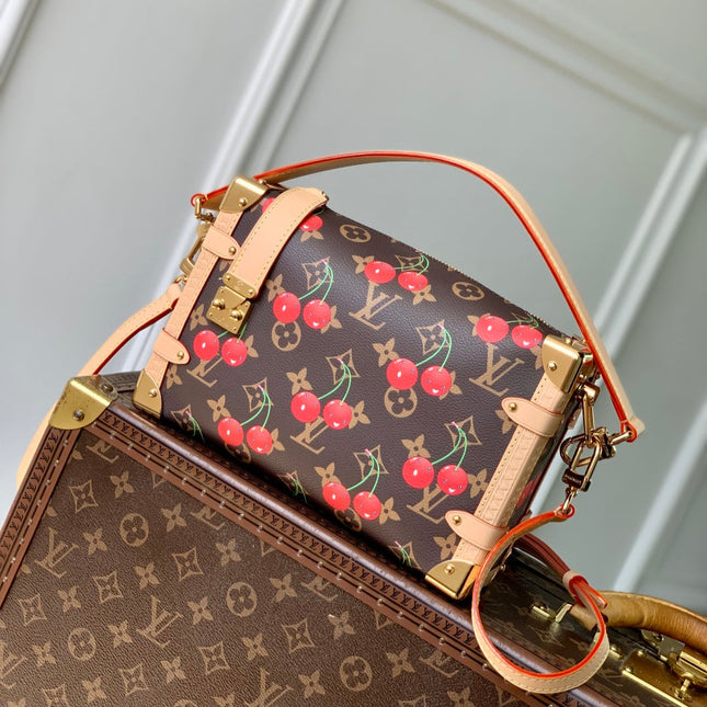 SIDE TRUNK MM LV x TM IN BROWN MONOGRAM CANVAS CHERRY PRINTED