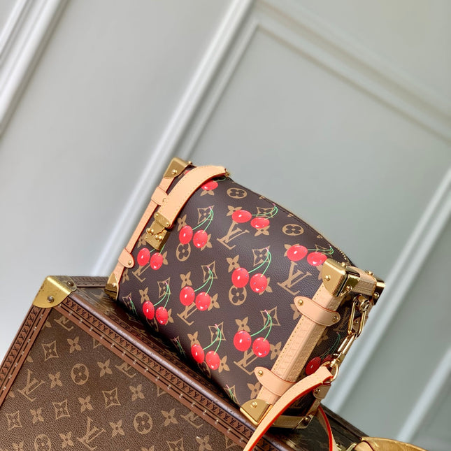 SIDE TRUNK MM LV x TM IN BROWN MONOGRAM CANVAS CHERRY PRINTED