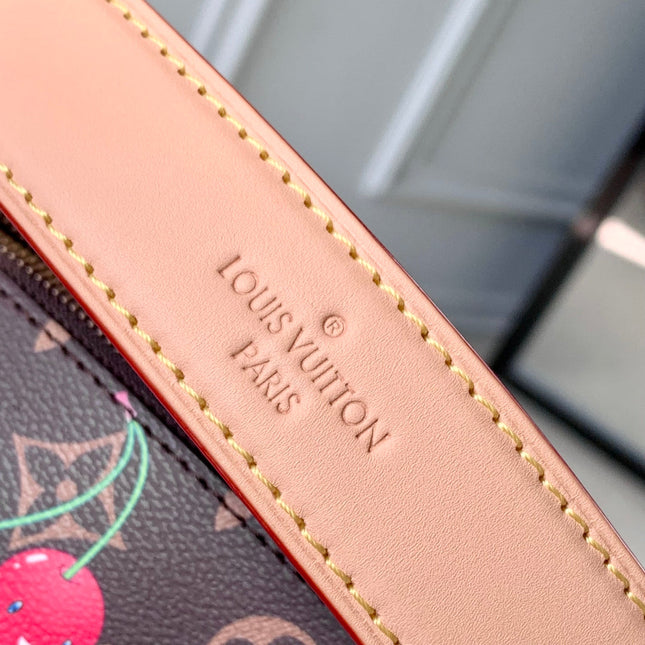 SIDE TRUNK MM LV x TM IN BROWN MONOGRAM CANVAS CHERRY PRINTED