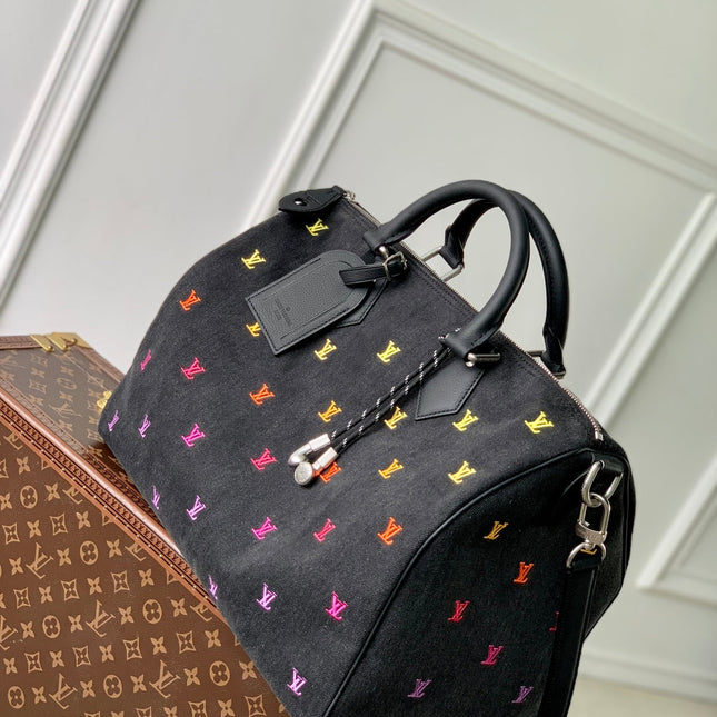 SPEEDY BANDOULIÈRE IB BLACK BLASON DENIM GRADIENT ORANGE LOGO