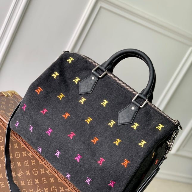 SPEEDY BANDOULIÈRE IB BLACK BLASON DENIM GRADIENT ORANGE LOGO