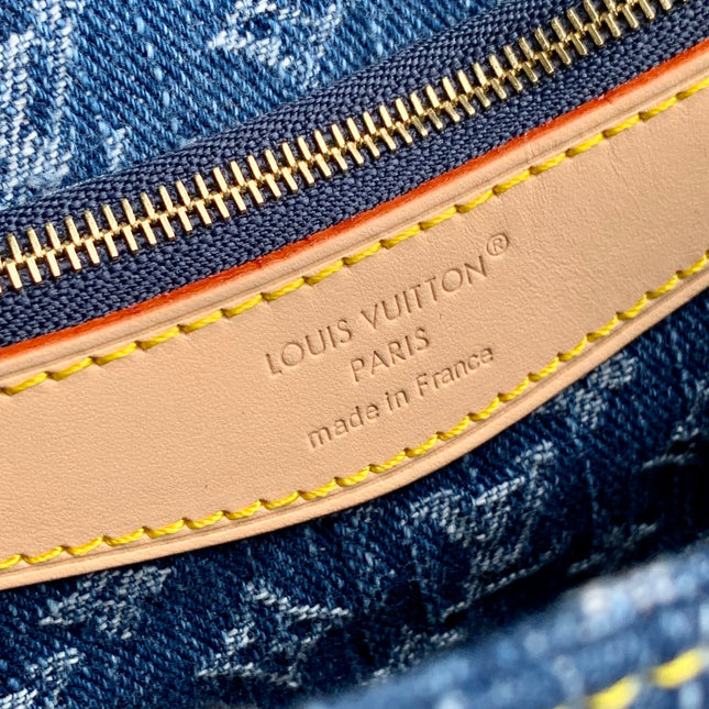 DIANE 24 IN DENIM BLUE MONOGRAM COWHIDE LEATHER TRIM