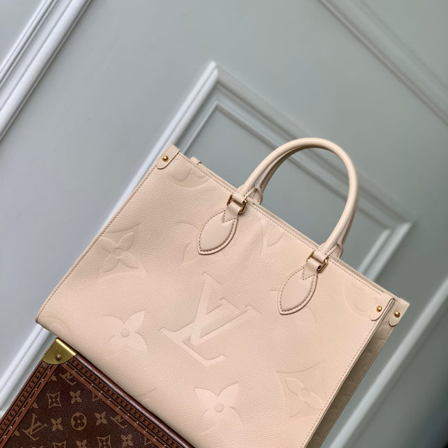ONTHEGO MM 35 IN  BLUSH PINK MONOGRAM CALFSKIN