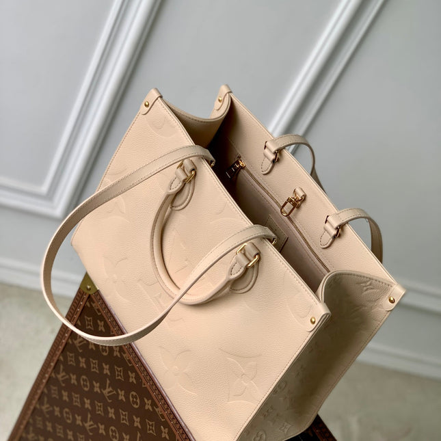 ONTHEGO MM 35 IN  BLUSH PINK MONOGRAM CALFSKIN