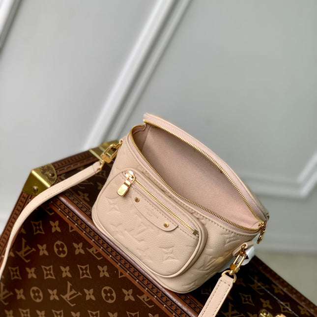MINI BUMBAG 17 IN NUDE PINK EMBOSSED MONOGRAM EMPREINTE CALFSKIN