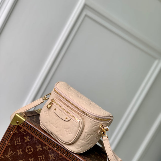 MINI BUMBAG 17 IN NUDE PINK EMBOSSED MONOGRAM EMPREINTE CALFSKIN